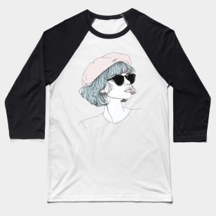 Woman with stylish short hair and sunglasses Baseball T-Shirt